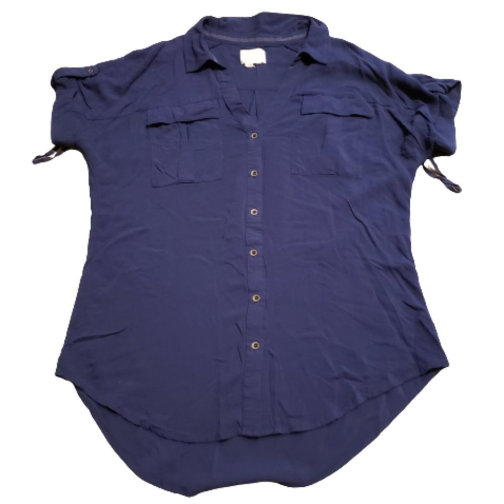 Edme & Esyllte Button Up Shirt Navy Blue | Women's 6 Trendy Summer Anthropologie